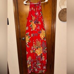 Mlle Gabrielle Red Floral Halter Dress